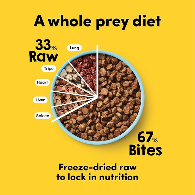 RawMix33 Premium Freeze-Dried Raw Grass-Fed Beef Recipe Dog Food, Protein Rich, Includes Kibble, Non-GMO, No Wheat or Corn, 2.2 lbs