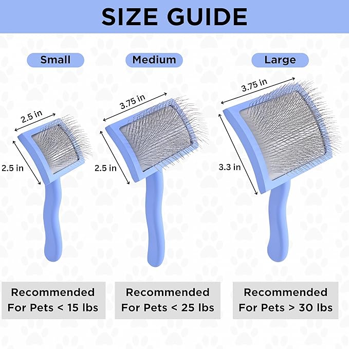 Slicker Brush for Dogs, Dog Grooming Supplies - Best Doodle & Poodle Brush for Long Haired Dogs - Goldendoodle Long Pin Dentangler Brush For Dematting (Small Curved)