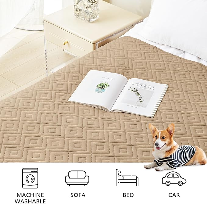 hyha Waterproof Dog Blanket, Soft Pet Bed Blankets, Waterproof Sofa Couch Cover for Dogs Washable, Reversible Pet Couch Covers for Sofa Furniture (30x70 Inch, Camel/Beige)