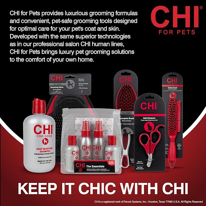 CHI for Cats High-End Self-Cleaning Slicker Brush, Perfect for Indoor Long-Haired Pets, Effective Shedding and Grooming Tool