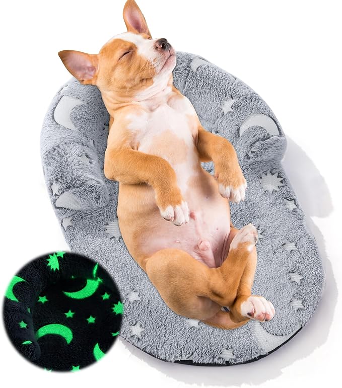 MABOZOO Dog Bolster Pillow, Glow in The Dark Dog Calming Pillow Dog Neck Pillow with Washable Cover, Dog Bed Pillow Pet Pillow for Large, Medium Dog & Cat (20 * 13 in)