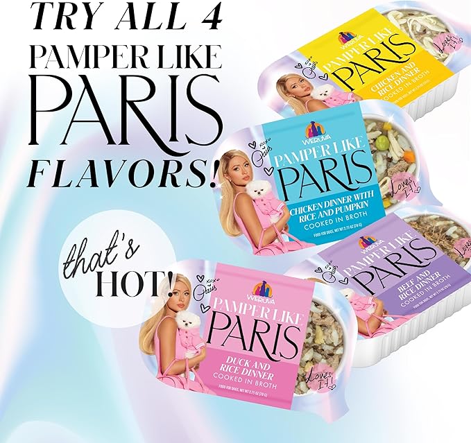 Weruva Paris Hilton Pamper Like Paris Natural Wet Dog Food, Beef and Rice, 2.75oz Cup (Pack of 10)