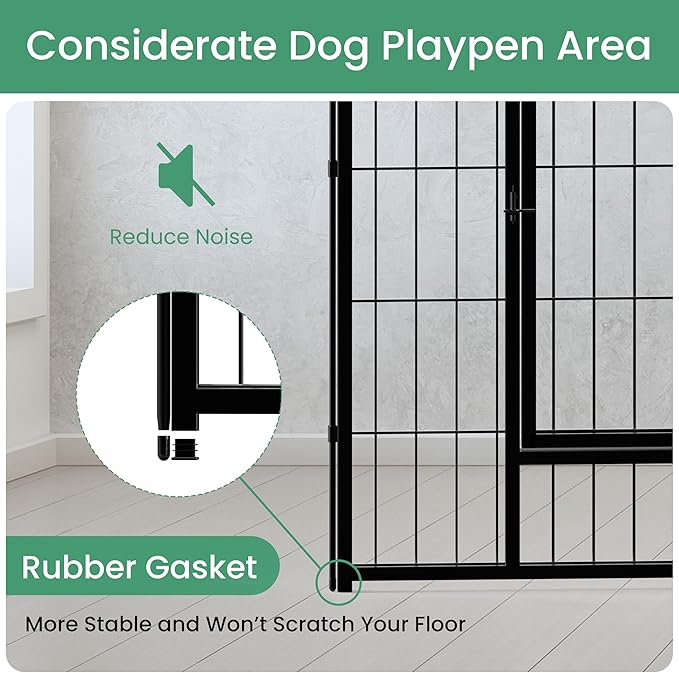 InfiniPower Dog Playpen for Yard, RV, Camping, 24 Inch 8 Panels Play Pen Indoor, Heavy Duty Indoor Outdoor Exercise Dog Pen for Puppies/Small Dogs, Black
