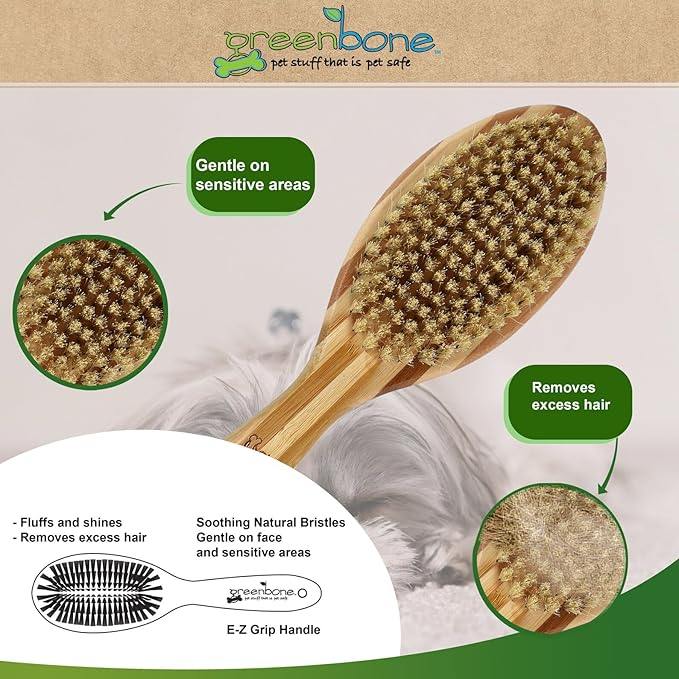 Pet Spa Bristle Brush - All-Natural Bamboo Pet Grooming Brush - Entirely Made from Sustainable Bamboo for Dogs & Cats