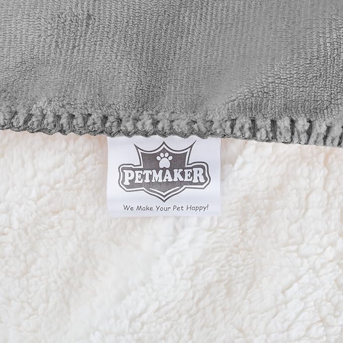 PETMAKER Waterproof Pet Blanket - 50x60-Inch Reversible Sherpa Fleece Throw Protects Couches, Cars, and Beds from Spills, Stains, and Fur (Gray), Large
