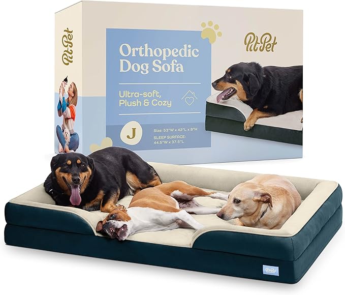 Orthopedic Sofa Dog Bed - Ultra Comfortable Dog Bed for Large Dogs - Breathable & Waterproof Pet Bed- Egg Foam Sofa Bed with Extra Head and Neck Support - (XX-Large, Blue & White)