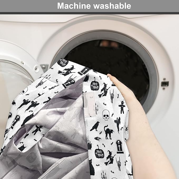 Lunarable Halloween Dog Crate Cover, Horror Pattern Tombstone Kitty Owl Voodoo Trick or Treat Pumpkin, Easy to Use Pet Kennel Cover for Cats & Medium Dogs, 30 Inch, Grey Black Charcoal