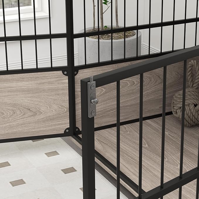 PawHut 39.5" Dog Crate Furniture End Table, Wooden Dog Kennel Indoor Pet House with 3 Doors, for Small to Large Dogs