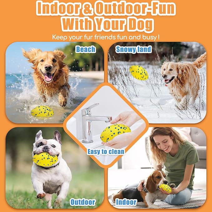 Upgrade Olive Dog Balls Rugby Toys for Aggressive Chewers, Indestructible Tennis Balls for Dogs (Yellow)