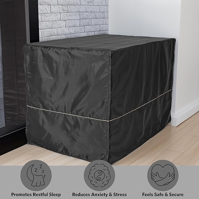 MidWest Homes for Pets Dog Crate Cover, Privacy Dog Crate Cover Fits MidWest Dog Crates, Crate Cover Only, Machine Wash & Dry, Black, 48-Inch