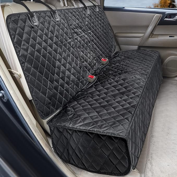 Dog Car Seat Cover for Back Seat Cover for Kids, Waterproof X Large Rear Seat Protector for Pet Auto SUV Truck (XL, Black)