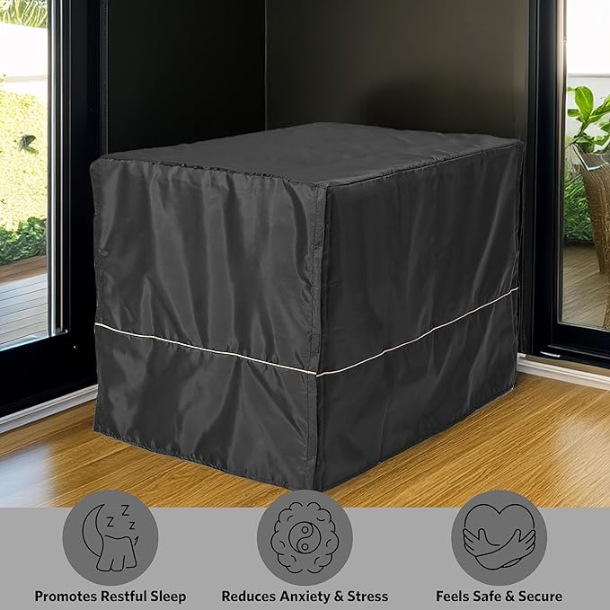 MidWest Homes for Pets Dog Crate Cover, Privacy Dog Crate Cover Fits MidWest Dog Crates, Crate Cover Only, Machine Wash & Dry, Black, 36-Inch