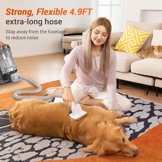 Afloia Dog Brush Vacuum Attachment, Cat Brush, Pet Brush 2 in 1 Innovative Pet Grooming kit 1-1.5'' Hoses Diameter Universal Adapter Compatible with Most Round Vacuum Cleaners like Bissell, Eureka etc