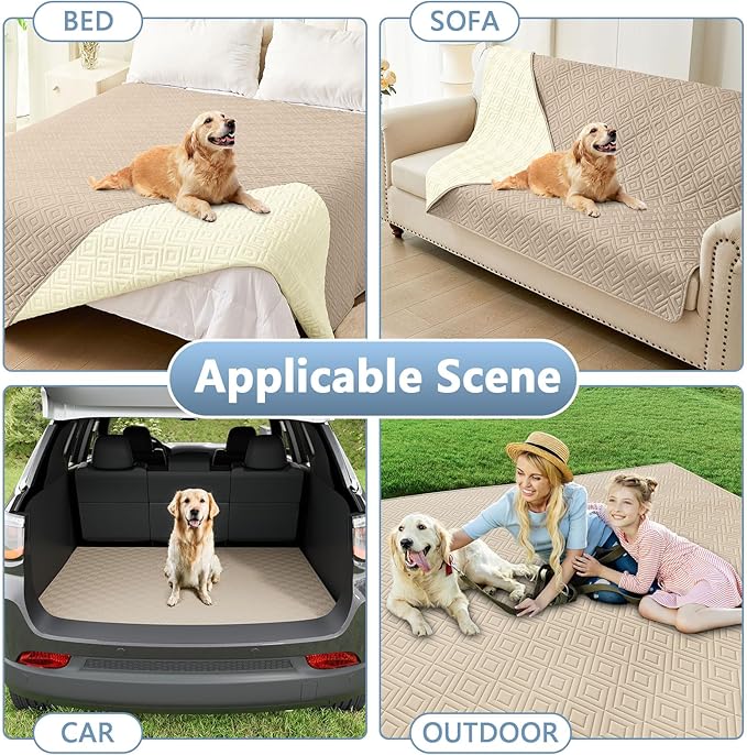 hyha Waterproof Dog Blanket, Soft Dog Bed Cover Pet Blankets, Waterproof Sofa Couch Cover for Dogs Washable, Reversible Pet Couch Covers for Sofa Furniture (82x102 Inch, Taupe/Beige)