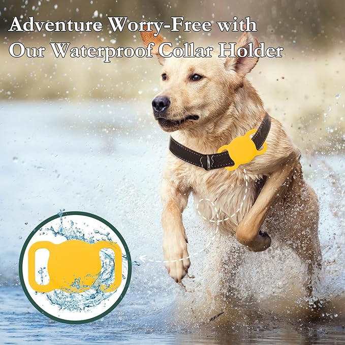 Smart Pet Tracker for Dogs, Location Tracker, MFi Certificated Tracking Device, Waterproof Bluetooth with Collar Holder, No Monthly Fee, iOS Compatible, Not GPS Tracker (Orange