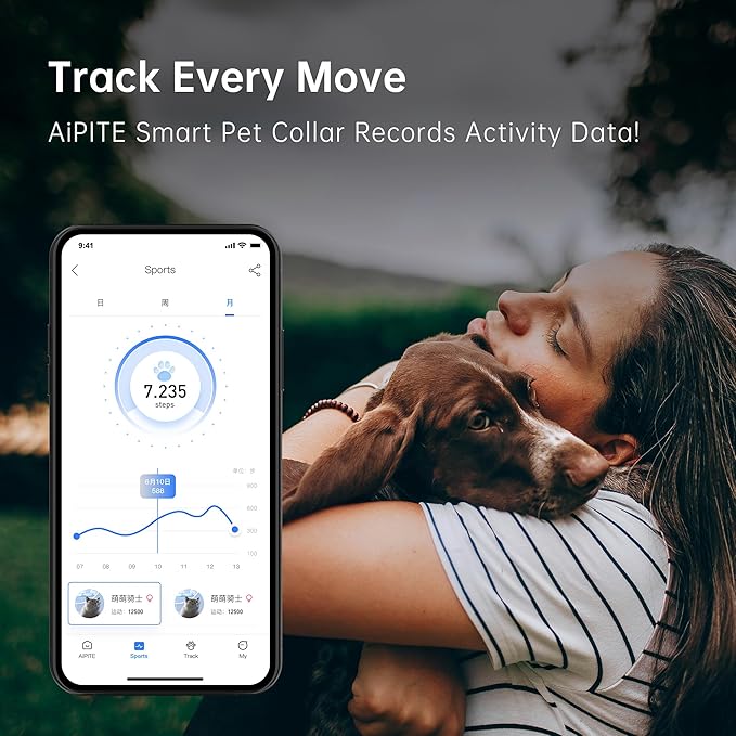 GPS Pet Tracker, Activity Monitor for Dog, Real-Time Location & Escape Alerts & Virtual Fences, No Monthly Fee & Support Multi User Co-Monitoring, Waterproof & Drop-Proof