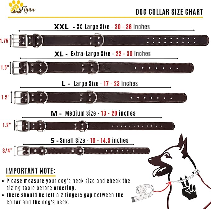 ADITYNA Heavy Duty Leather Dog Collar for Medium Dogs - Soft and Strong Leather Dog Collar for Medium Dog Breeds (Medium: Fit 13" - 20" Neck, Brown - Gold Colored Buckle)
