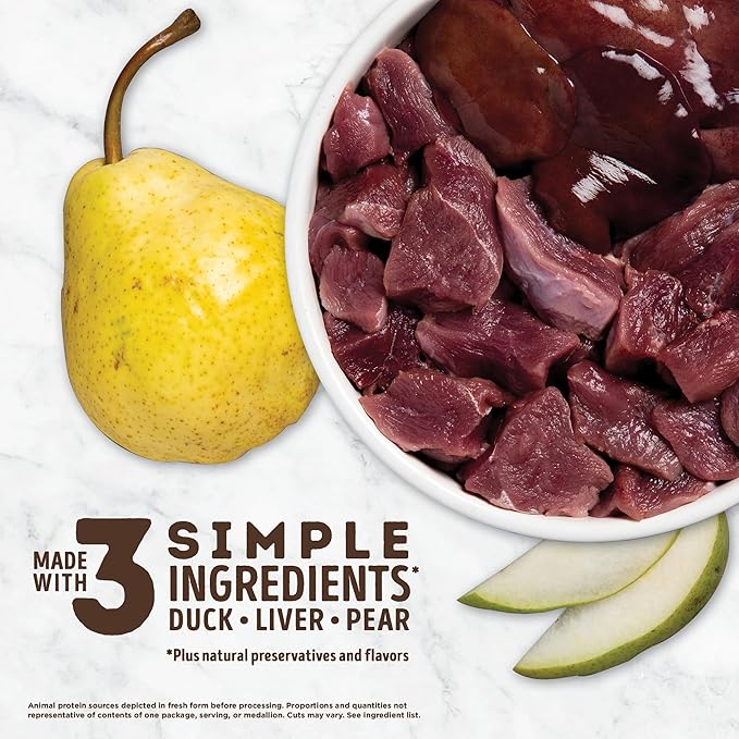 Singles Freeze Dried Dog Treats, Limited Ingredient Grain Free Duck & Pear Recipe, 3.25oz