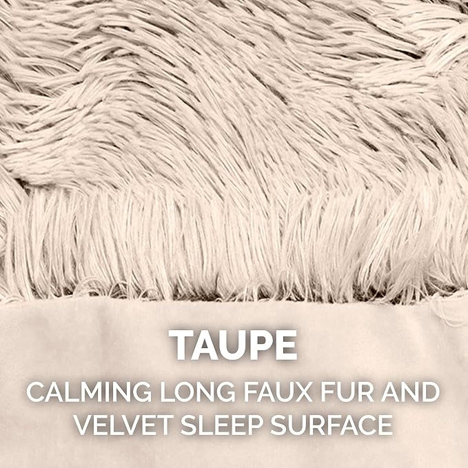 Furhaven Waterproof Throw Blanket for Dogs & Indoor Cats, Washable - Shaggy Plush Calming Long Faux Fur & Velvet Dog Blanket - Taupe, Large