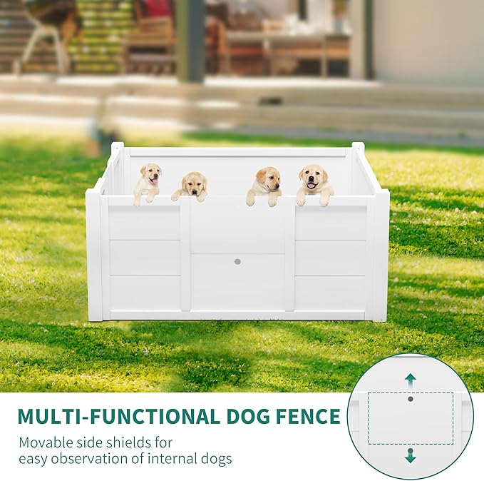 YITAHOME Whelping Box for Dogs/Puppies: Large Indoor Outdoor Playpen with Removable Doors, Washable Pads, Portable Puppy Brooder 39.4" L x 39.4" W x 17.7" H