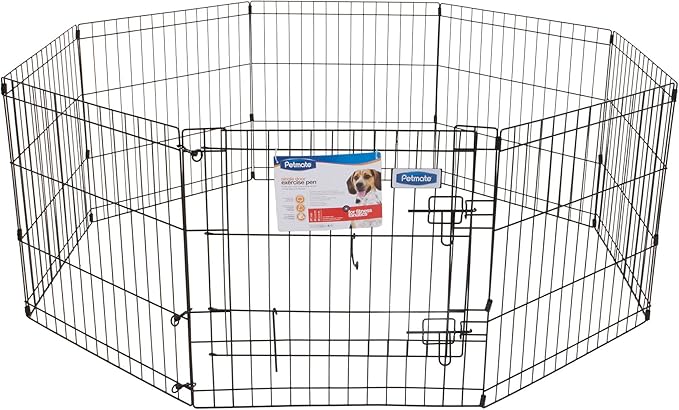 Petmate 30-Inch by 24-Inch 8-Panel Exercise Pen with Step Through Door,Black