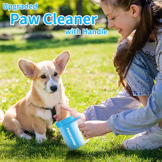 Dog Paw Cleaner for Dogs, (with 3Pcs Absorbent Towels & Adjustable Dog Bath Brush) Dog Paw Washer,Buddy Muddy Pet Foot Cleaner (Blue, Medium)