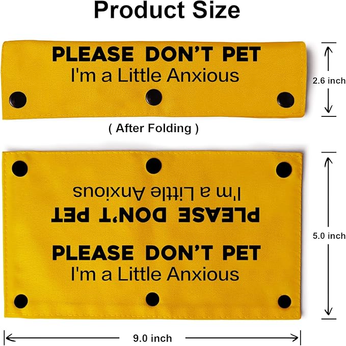 YROVWENQ Little Anxious Sleeve - Yellow Dog Leash Wrap Anxious Dogs with Please Don't Pet - I'm Anxious Warning