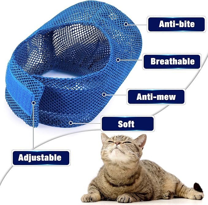 Weewooday 2 Pieces Cat Grooming Washer Mesh Bag Cat Muzzles Breathable Mesh Muzzles Adjustable Kitten Scratch Resistant Kitty Restraint Clothes Kitty Bath Bag for Bathing Nail Trimming Feeding(Blue)