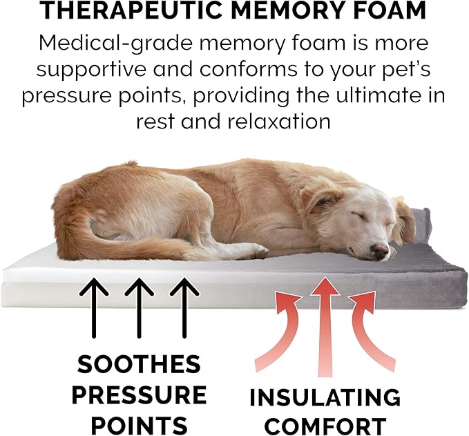 Furhaven Memory Foam Dog Bed for Medium/Small Dogs w/ Removable Bolsters & Washable Cover, For Dogs Up to 35 lbs - Plush & Velvet L Shaped Chaise - Platinum Gray, Medium