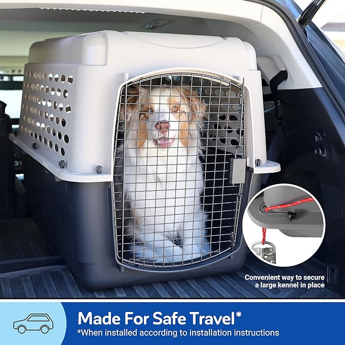 Petmate Vari Dog Kennel - Portable Crate for Pets 30-50 lbs - Airline-Friendly Pet Carrier - Durable Plastic Shell - For Home and Travel - Made in USA - 32 Inches - Taupe and Black