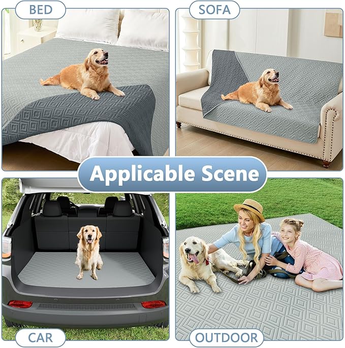 hyha Waterproof Dog Blanket, Soft Dog Bed Cover Pet Blankets, Waterproof Sofa Couch Cover for Dogs Washable, Reversible Pet Couch Covers for Sofa Furniture (82x82 Inch, Grey/Dark Grey)