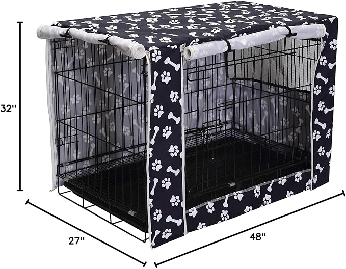Geyecete Large Dog Crate Cover - Fits 24-48 Inch Crates for Small, Medium, Large Dogs - Bed With Cover (Crate Not Included) - Black-42