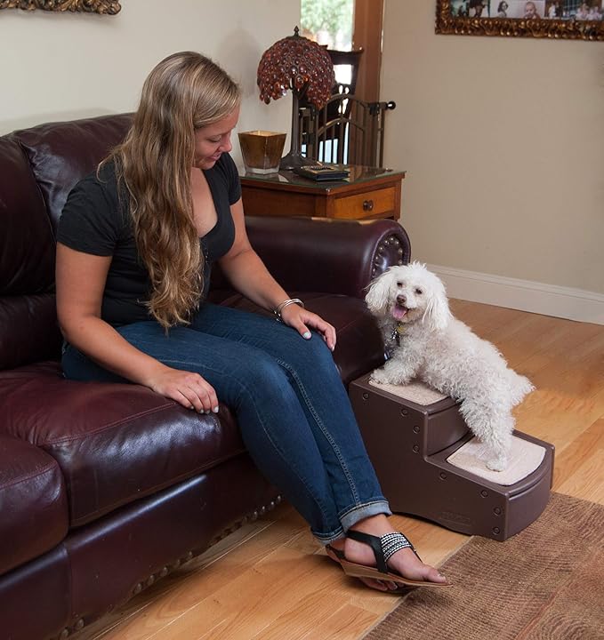 Pet Gear Easy Step II Pet Stairs, 2 Step for Dogs up to 75-pounds, Portable, Removable Washable Carpet Tread, No Tools Required