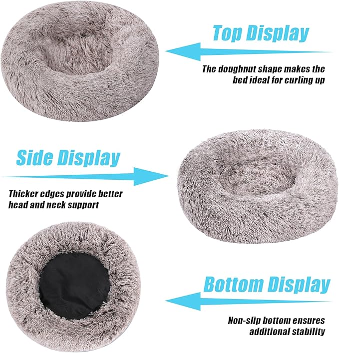 HYQ Small Dog Bed, Pet Beds for Small Dogs, Cat Beds for Indoor Cats, Fluffy Faux Fur Plush Small Dog Bed, Washable Puppy Bed with Anti-Slip Bottom, Dog Bed Small Size Dog (Coffee, 20 Inch)