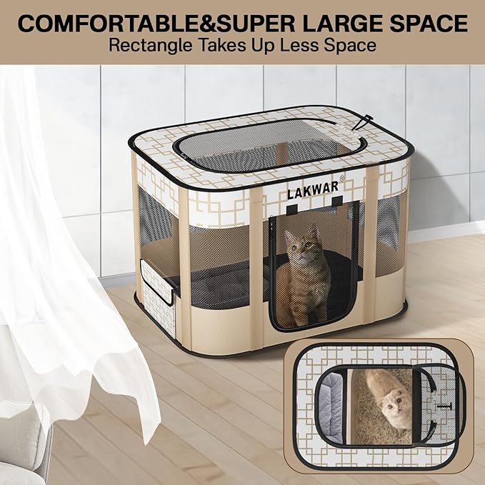 Upgraded Dog Playpen Outdoor Indoor, Portable Foldable Pet Playpen for Dogs, Cats, Small Animal, Great for Travel and Camping, Including Carrying Case (Large)