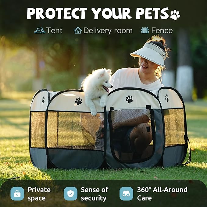 Portable Pet Playpen, Dog Playpen Foldable Pet Exercise Pen Tents Cat House Playground for Puppy Kitten Indoor Outdoor Travel Camping Use