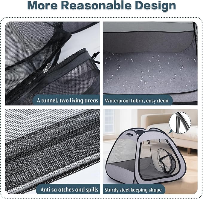 Portable Cat Dog Playpen: Dog Crate, Carrier, Dog Playpen, Cat Enclosure, Puppy Carrier, Pet Playpen, Small Outdoor Pet Enclosure, Travelling and Camping Cat Dog Tent and Tunnel, 3 Separable Parts