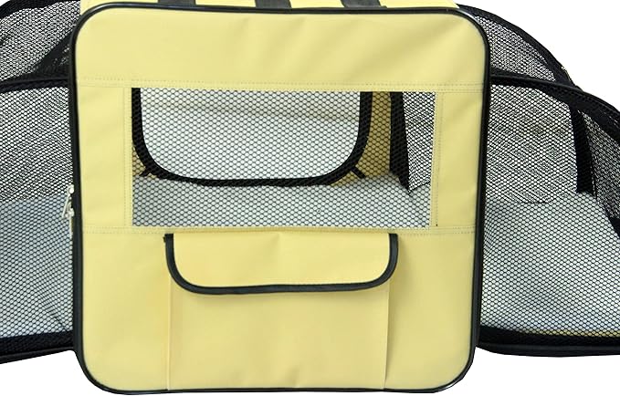 PET LIFE 'Capacious' Dual-Sided Expandable Spacious Wire Folding Collapsible Lightweight Pet Dog Crate Carrier House, X-Large, Khaki