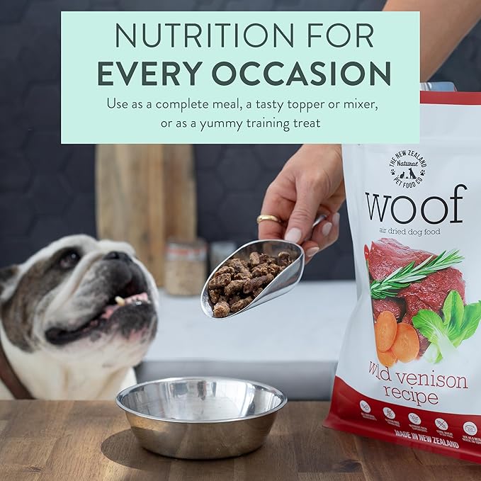 WOOF Air Dried Dog Bites -Venison Recipe Air Dried Dog Food,High Protein Venison Dog Food, Healthy Dog Food,26.5oz
