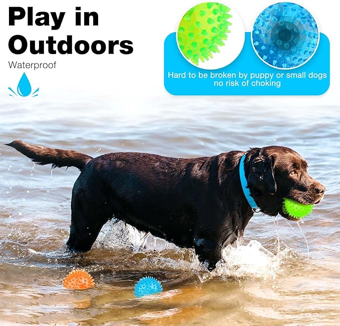 Puppy Toy 2.5” Squeaky Dog Balls Toys and Spikey Dog Ball for Aggressive Chewers for Small Dogs Dog Balls for Clean Teeth and Training (6 Pack