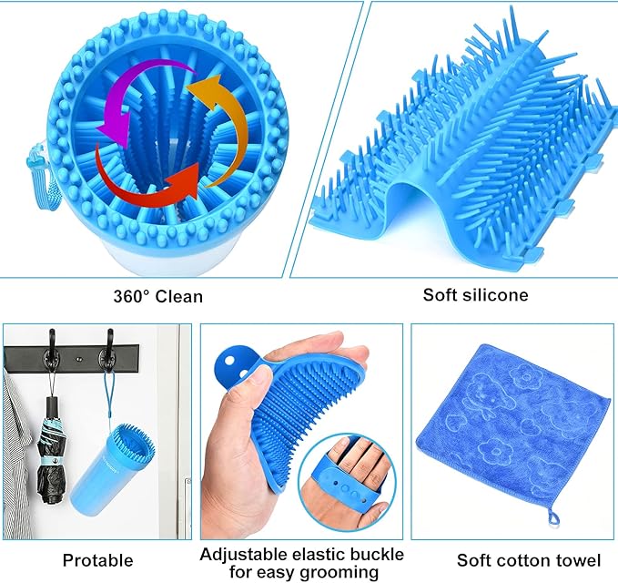 Paw Cleaner and Foot Washer for Large and Extra Large Dog Breeds - Efficient Dog Foot Cleaner with Container