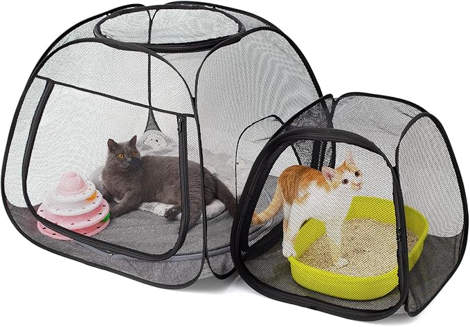 Tenrai Portable Cat Playpen, Trapezoidal Design for Better Standing, Foldable Pet Tent for Outdoor and Indoor Use of Puppy and Kitten, Dog Play Enclosure, Cat Houses & Condos