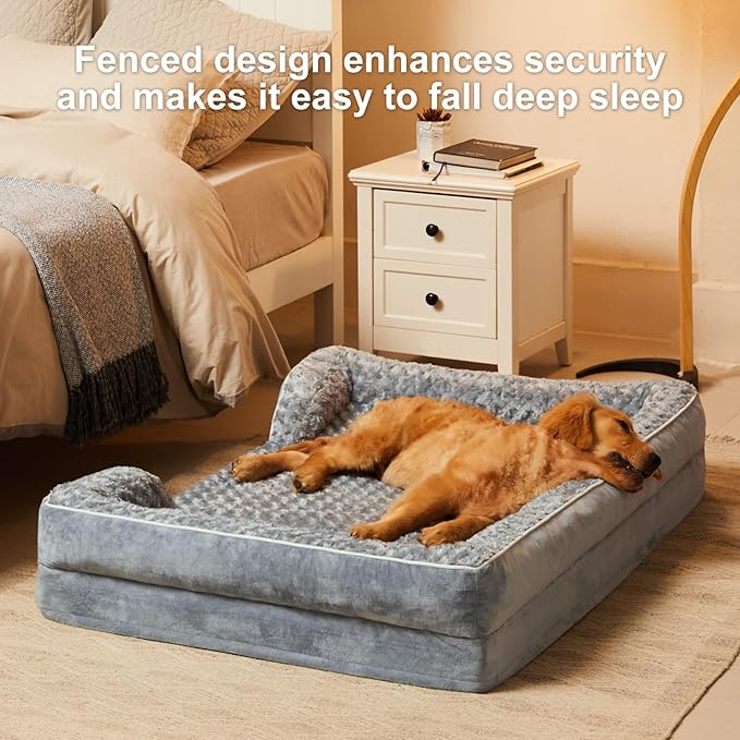 WNPETHOME Dog Beds for XXLarge Dogs, Washable Dog Bed, Bolster Dog Sofa Bed with Waterproof Lining & Non-Skid Bottom, Orthopedic Egg Foam Dog Couch for Pet Sleeping, Pet Bed for XXLarge Dogs