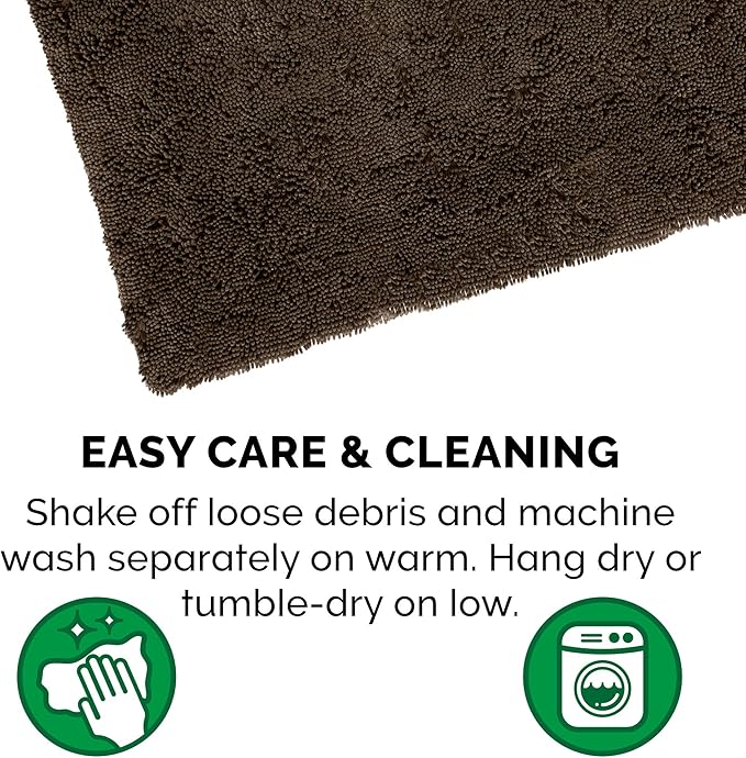 Furhaven 30" x 21" Highly Absorbent Dog Door Mat for Muddy Paws, 100% Washable, Perfect for Entryway, Kitchen, & Bathroom Use - Chenille Shammy Rug - Mud (Brown), Medium