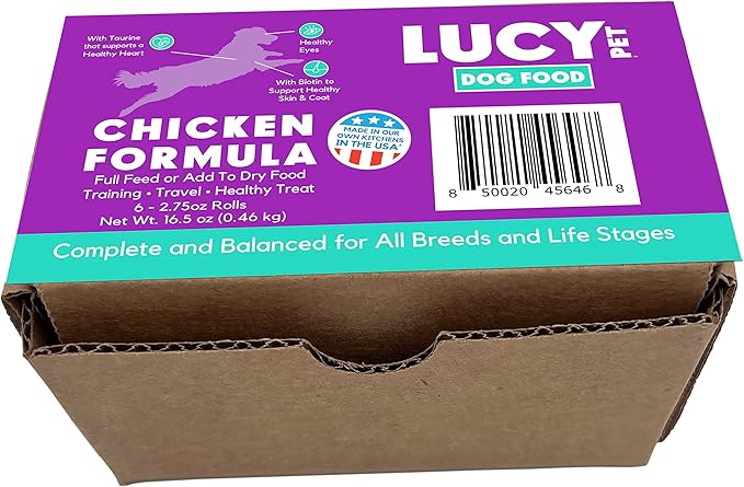 Lucy Pet Products Lucy Pet Chicken Formula Dog Food Rolls 2.75oz- 6 Pack Box