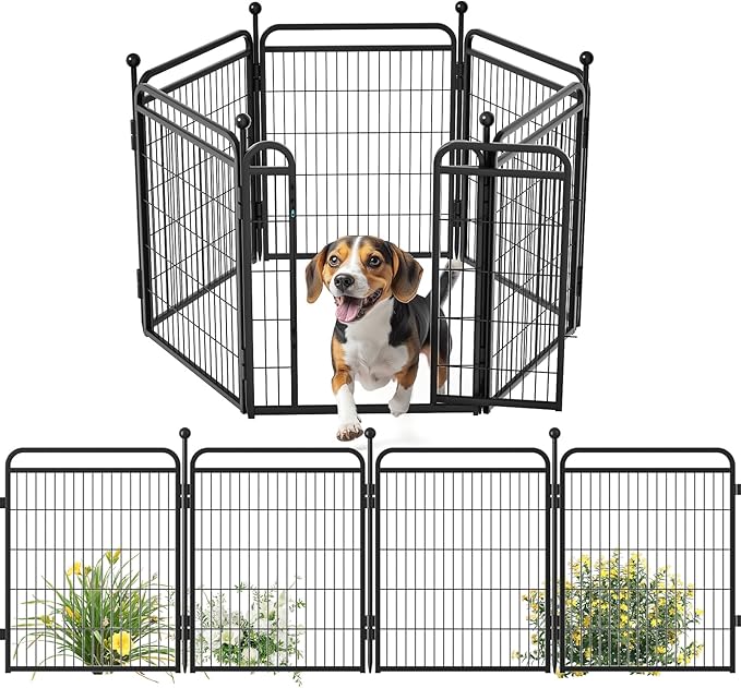 Gardner Pet Dog Playpens, 32" H 6 Panels Dog Pen Outdoor/Indoor Dog Fence Exercise Pen for Small/Medium/Large Dogs, Foldable Pet Play Yard Gate with Gravity Automatic Lock, Pet Playpen, Black