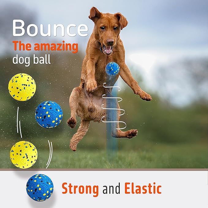 Durable Dog Chew Balls for Aggressive Chewers - Atom Teething Toys for Puppies, Medium and Large Dogs - 3 Pack