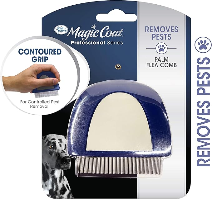 Magic Coat Professional Series Grooming Contoured Grip Palm Flea Comb for Dogs, 1 Count