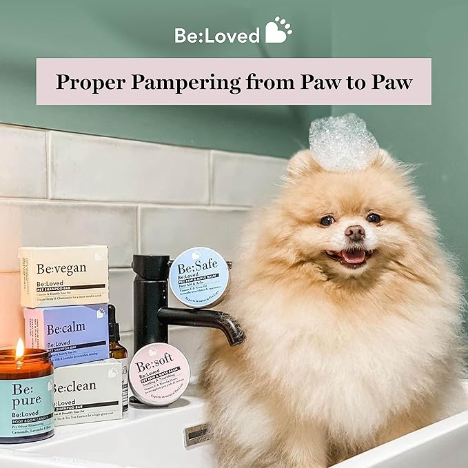 Be:Clean Deep Cleaning Dog Shampoo Bar – 110g – Tea Tree & Green Tea Formula for Glossy Coat & Odor Removal – Natural, Long-Lasting Pet Wash – Approx. 25 Uses