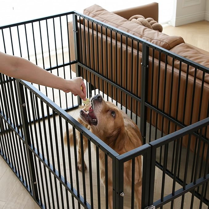Dog Playpen - 32" Height Dog Pen, Heavy Duty Puppy Pen with Door, Safe & Sturdy, Easy Assemble for Indoor/Outdoor Pet Playpen (Door Panel, Black)